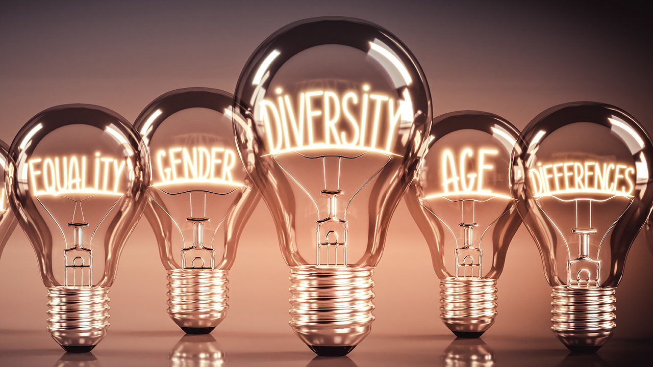 Diversity,,Inclusion,,Equality,Concept,-,Shining,Light,Bulbs,-,3d